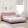vidaXL Estrutura de cama sem colch&atilde;o 160x200 cm veludo rosa
