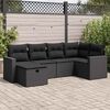 vidaXL 6 pcs conjunto sof&aacute;s de jardim c/ almofad&otilde;es vime PE preto