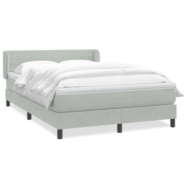 vidaXL Cama com molas/colch&atilde;o 160x210 cm veludo cinzento-claro