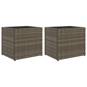 vidaXL Vaso/floreira de jardim 2 pcs 36x30x32 cm vime PE cinzento