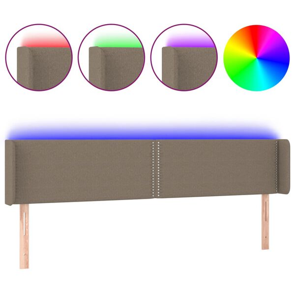 vidaXL Cabeceira de cama c/ luzes LED 183x16x78/88cm cinza-acastanhado