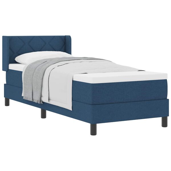 vidaXL Cama Box com colch&atilde;o com cabeceira Azul 200 x 80 cm Poli&eacute;ster