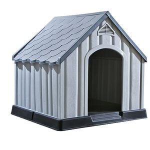 vidaXL Casota para c&atilde;o 92x87x91 cm pl&aacute;stico cinzento