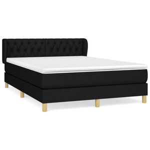 vidaXL Cama com molas/colch&atilde;o 140x190 cm tecido preto