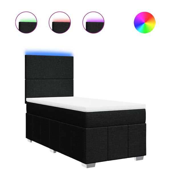 vidaXL Cama com molas/colch&atilde;o 100x200 cm tecido preto