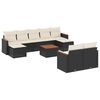 vidaXL 10 pcs conjunto sof&aacute;s de jardim c/ almofad&otilde;es vime PE preto