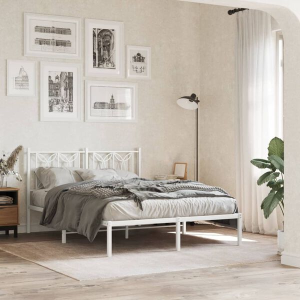 vidaXL Estrutura de cama com cabeceira 140x190 cm metal branco