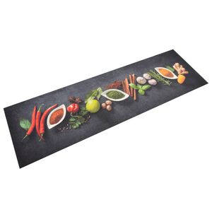 vidaXL Tapete de cozinha lav&aacute;vel 45x150 cm veludo padr&atilde;o especiarias
