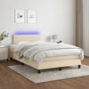 vidaXL Cama box spring c/ colch&atilde;o e LED 120x190 cm tecido cor creme