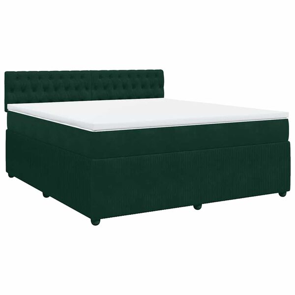 vidaXL Cama com molas/colch&atilde;o 180x200 cm veludo verde-escuro