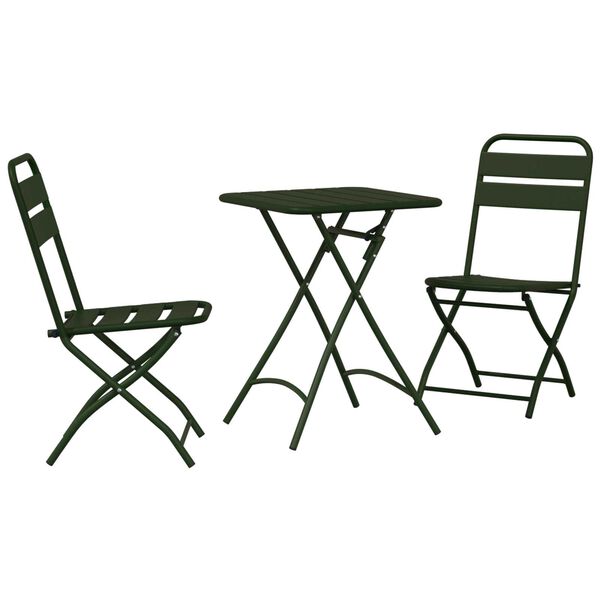 vidaXL Conjunto bistro 3 pcs Verde-escuro Aço