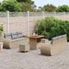 vidaXL Conjunto de Sof&aacute; de Jardim com almofada 9 pcs Bege vime PE
