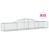 vidaXL Cestos gabi&atilde;o arqueados 15pcs 300x50x40/60 cm ferro galvanizado