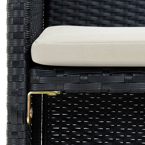 vidaXL Sofá de jardim de 2 lugares com almofadões vime PE preto