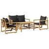 vidaXL 4 pcs conjunto lounge p/ jardim com almofad&otilde;es bambu