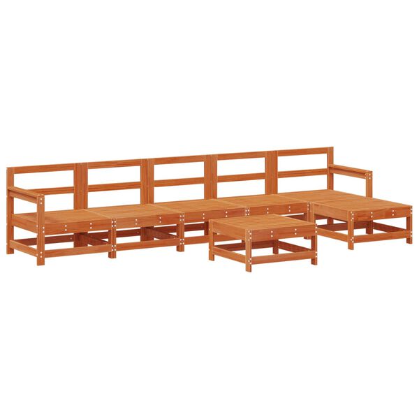 vidaXL Conjunto de Lounge de Jardim 7 pcs Castanho Cera