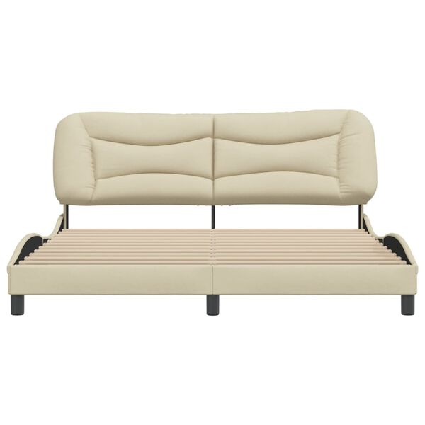 vidaXL Estrutura de cama sem colch&atilde;o Hvar 180x200 cm tecido cor creme