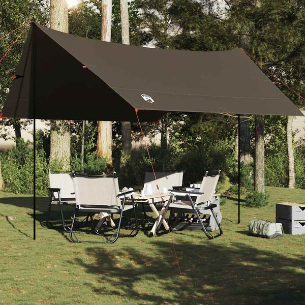 vidaXL Lona de campismo 462x306x211 cm impermeável castanho