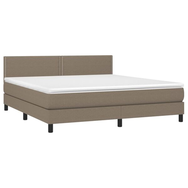 vidaXL Cama box spring colch&atilde;o/LED 180x200cm tecido cinza-acastanhado