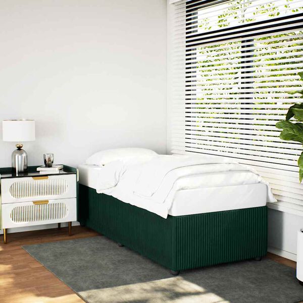 vidaXL Estrutura de cama sem colchão 90x190 cm veludo verde-escuro