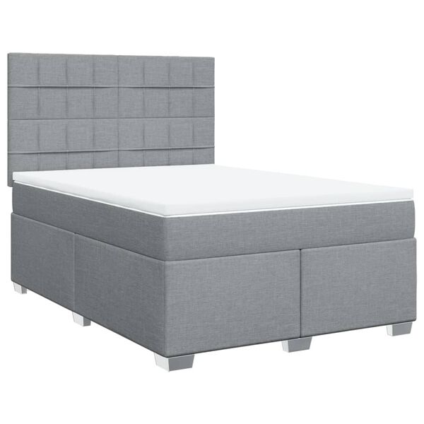 vidaXL Cama com molas/colch&atilde;o 140x190 cm tecido cinzento-claro