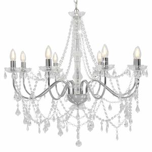 vidaXL Lustre com contas l&acirc;mpadas 8 x E14 prateado
