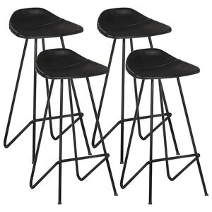 vidaXL Bancos de bar 4 pcs couro genu&iacute;no preto