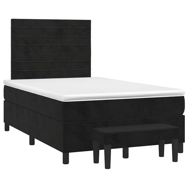 vidaXL Cama boxspring com colch&atilde;o 120x190 cm veludo preto