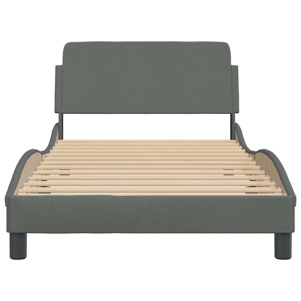 vidaXL Estrutura de cama Dover 100x200 cm tecido cinzento-escuro