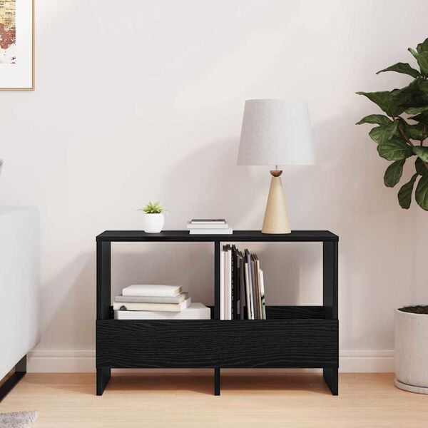 vidaXL Estante de Revistas Carvalho Preto 68,5 x 30 x 45 cm