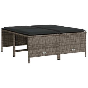 vidaXL Bancos de jardim com almofad&otilde;es 4 pcs vime PE cinzento