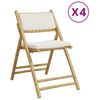 vidaXL 4 pcs cadeiras bistr&ocirc; dobr&aacute;veis c/ almofad&otilde;es branco nata bambu