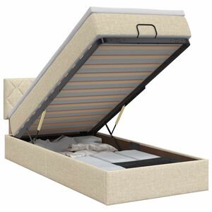 vidaXL Cama ottoman com colch&atilde;o com cabeceira Creme 80 x 200 cm Tecido