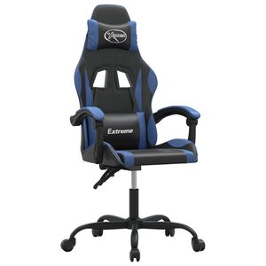 vidaXL Cadeira de gaming couro artificial preto e azul