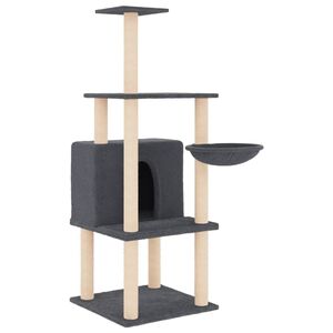 vidaXL &Aacute;rvore p/ gatos c/ postes arranhadores sisal 132cm cinza-escuro