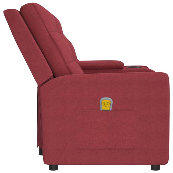 vidaXL Poltrona massagem 2 lug. reclin. c/ suporte copo vermelho-tinto