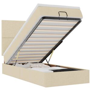 vidaXL Cama otomana com colch&atilde;o 90x200 cm tecido creme