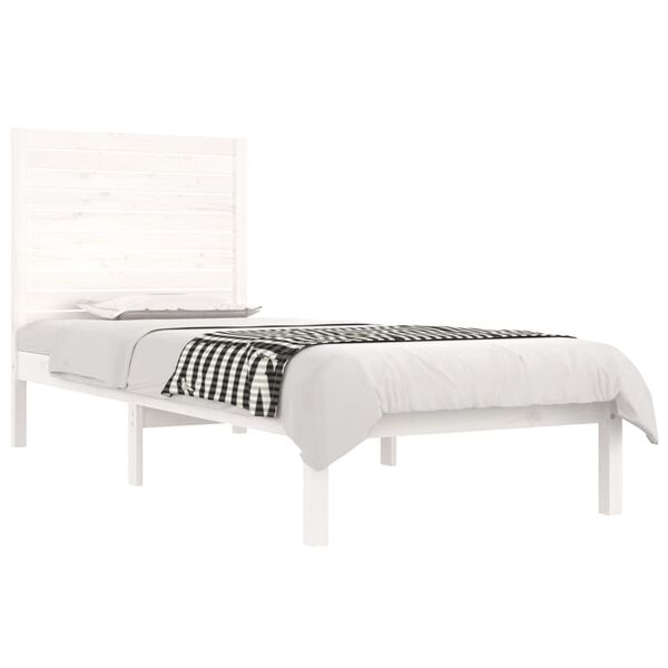 vidaXL Estrutura de cama solteiro 90x190 cm madeira maci&ccedil;a branco