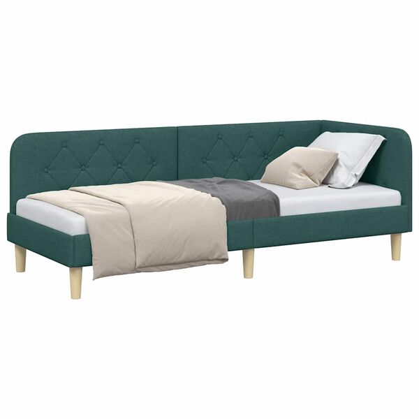 vidaXL Estrutura de Cama de Canto Verde Escuro 80 x 200 cm tecido