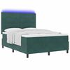 vidaXL Cama Box Spring LED Verde Escuro 140 x 200 cm Veludo