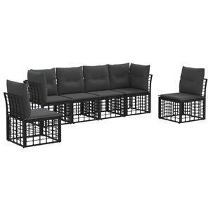 vidaXL Conjunto de Sof&aacute;s para Exterior Preto Poli&eacute;ster