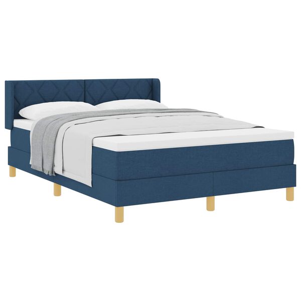 vidaXL Cama com Estrado com colch&atilde;o Azul 160 x 200 cm tecido