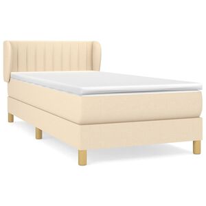 vidaXL Cama com molas/colch&atilde;o 100x200 cm tecido cor creme