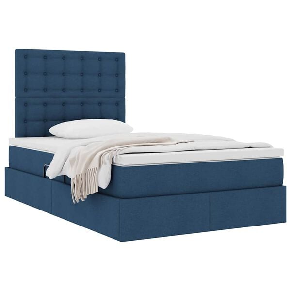 vidaXL Cama com arruma&ccedil;&atilde;o e colch&atilde;o Azul 120 x 200 cm Poli&eacute;ster