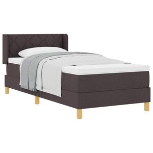 vidaXL Cama Box com colch&atilde;o Marrom Escuro 190 x 90 cm Poli&eacute;ster