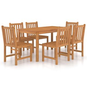 vidaXL Conjunto de jantar de jardim de 7 pe&ccedil;as 140x80 cm madeira de teca maci&ccedil;a