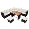 vidaXL 7 pcs conjunto lounge de jardim c/ almofad&otilde;es vime PE preto