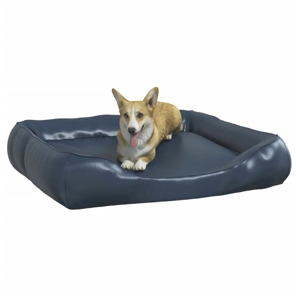 vidaXL Cama para c&atilde;es 105x80x25 cm couro artificial azul-escuro
