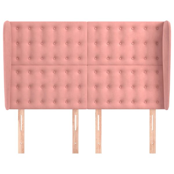vidaXL Cabeceira de cama c/ abas veludo 147x23x118/128 cm rosa