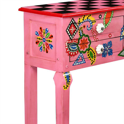 vidaXL Mesa consola madeira mangueira maciça rosa pintada à mão